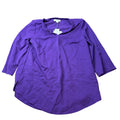 NWT Liz Claiborne Womens M Purple Floral Textured Knit Stretch Blouse Round Neck