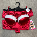 NWT Spree Intimates Women's M-XL Tango Red 2 Piece Santa Bra Set, Push Up