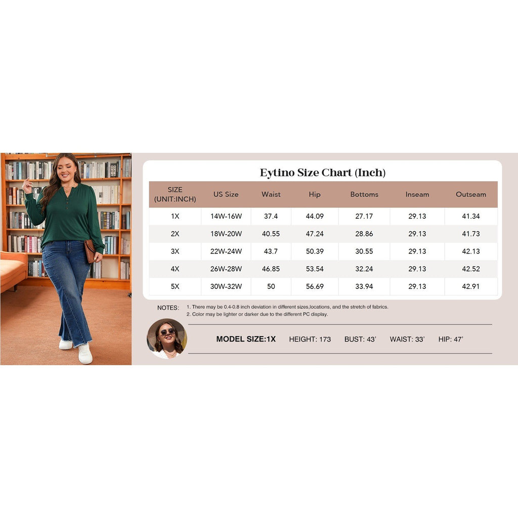 MSRP $53 Eytino Women's 3X Bluing Plus Size Wide Leg Jeans Elastic High Waist