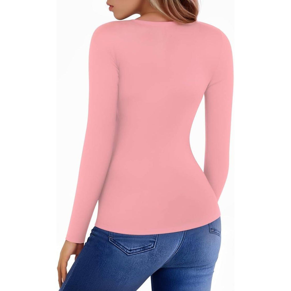 Women's L Long Sleeve Top Cut Out Front Ribbed Fitted Sexy Casual Dressy Tee T-