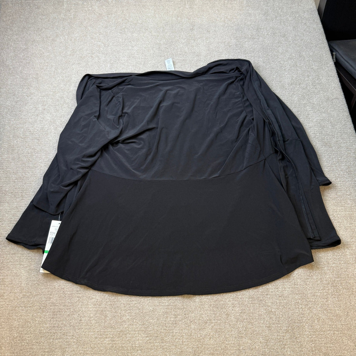 MSRP $69 Alfred Dunner Seville L Black Keyhole Stitch 2-in-1 Cardigan Top 3/4