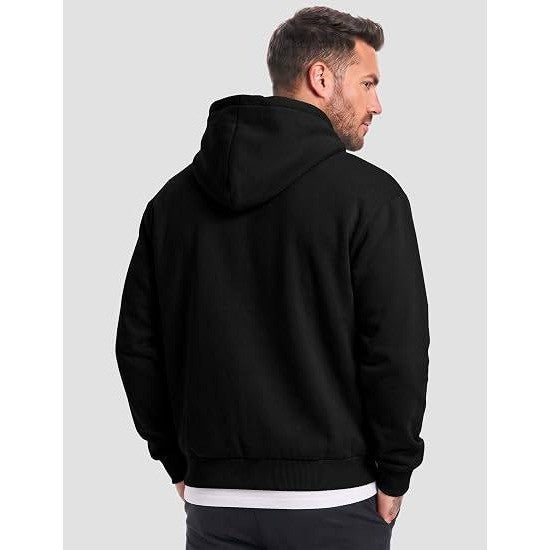 MSRP $38 JMIERR Mens L Black Fleece Lined Oversized Hoodie Pullover Sweatshirt