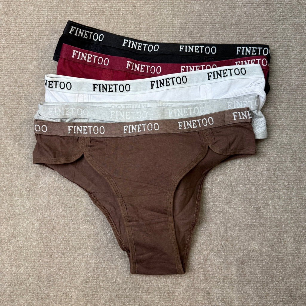 FINETOO 5 Pack Women's S Cotton Underwear Cheeky Panties Sexy Hipster Bikini E