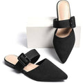 Meknitva Women's US 9 Black Pointed Toe Mules Slip-On Backless Flat Sanda