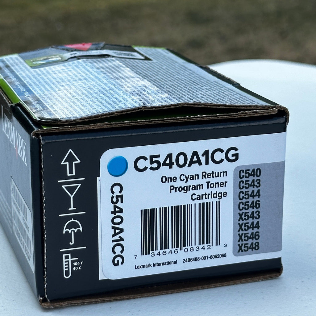 Set of 2 Lexmark C540A1CG Cyan & C540A1KG Black Toner Cartridges C540 C543 C544