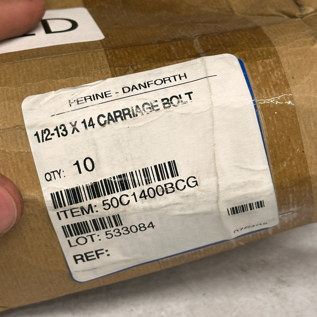 Pack of 10 Perine Danforth 1/2-13 x 14 Carriage Bolts