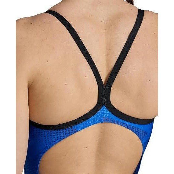 NWT Arena Women's 20 Black/Team Royal Performance Halftone Swimsuit Light Dr