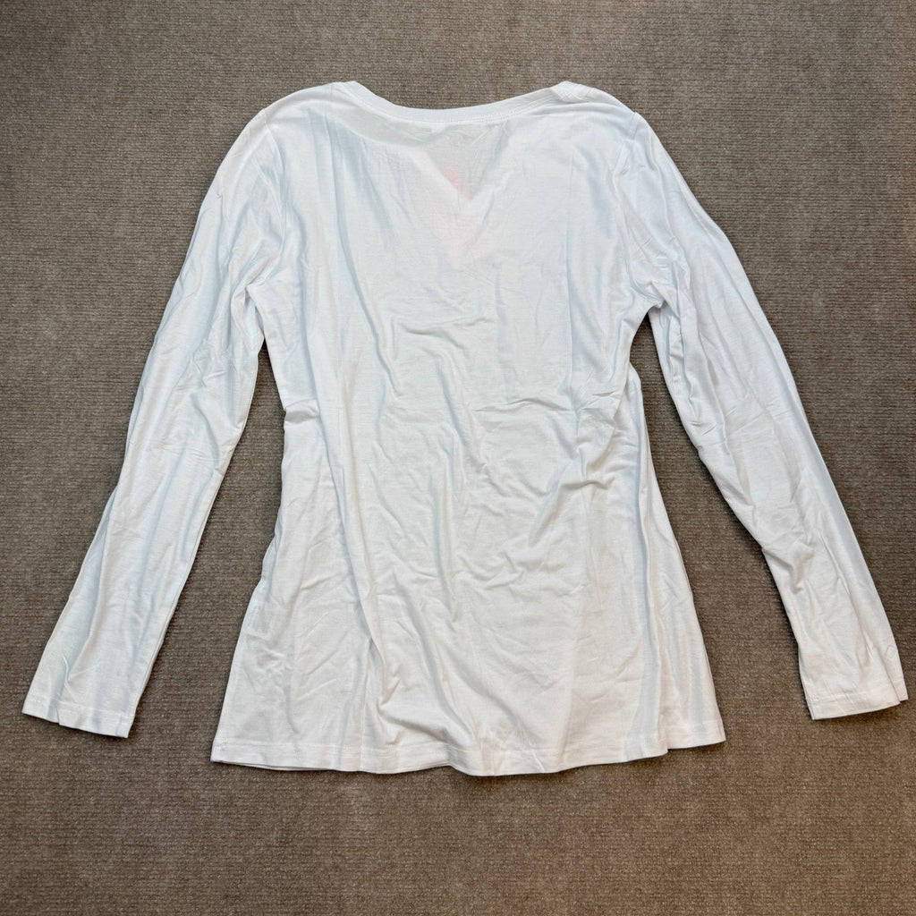 NWT WEACZZY Women's M White Long Sleeve Loose Fit Tops Dressy Casual V Neck