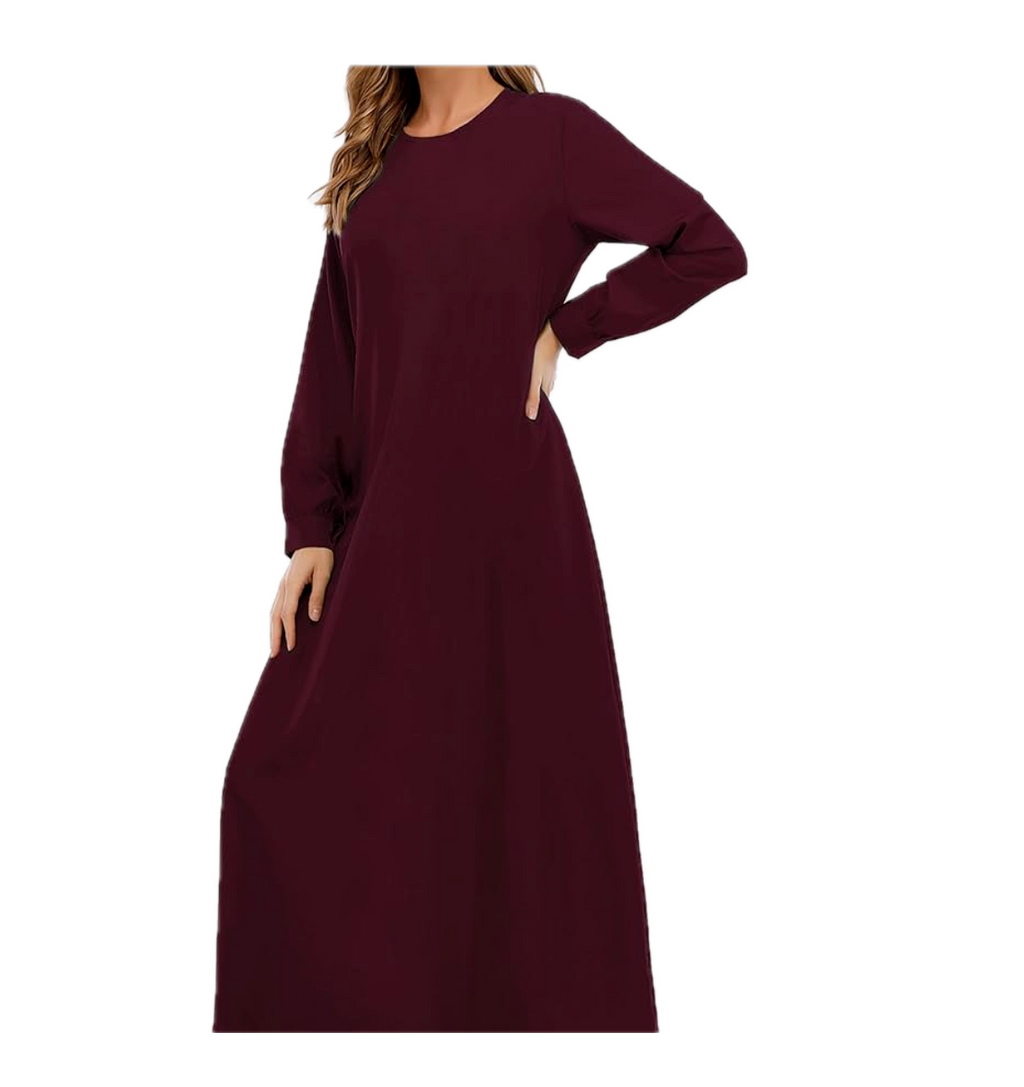 Abetteric Women Solid Color Zipper Abaya Muslim Dress w/ Pockets Islamic Prayer