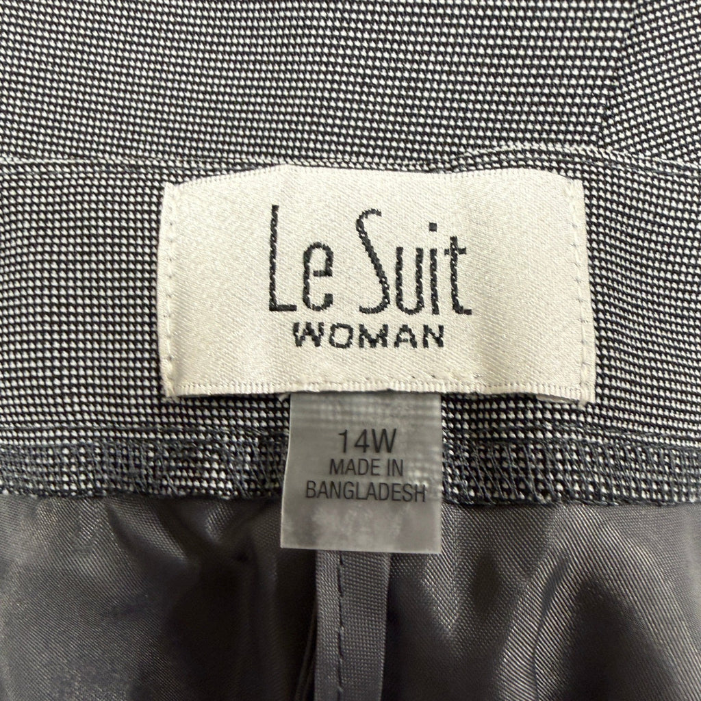 MSRP $160 Le Suit Womens 14W Grey 2 Piece Straight Leg Pant Suit