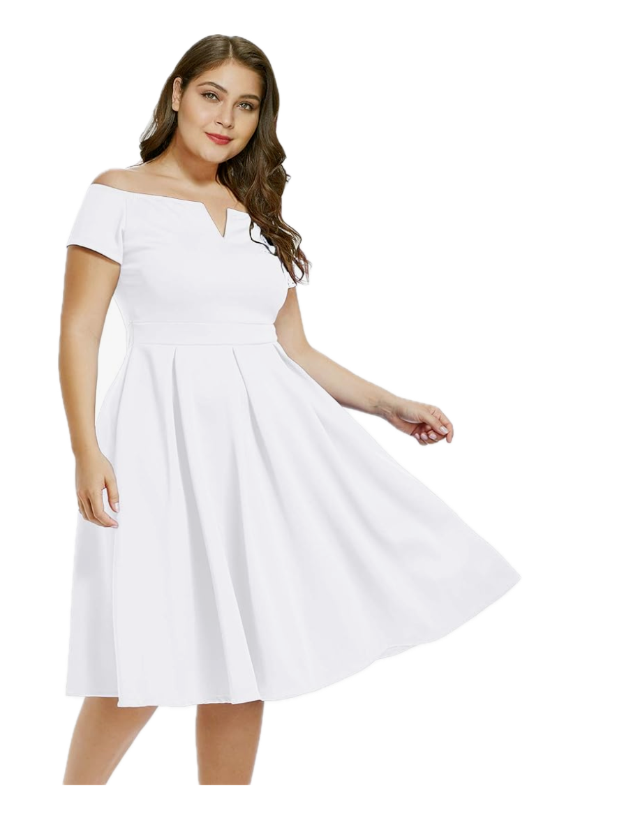 LALAGEN Women's Plus 4XL Vintage 1950s Party Cocktail Wedding Swing Midi Dress