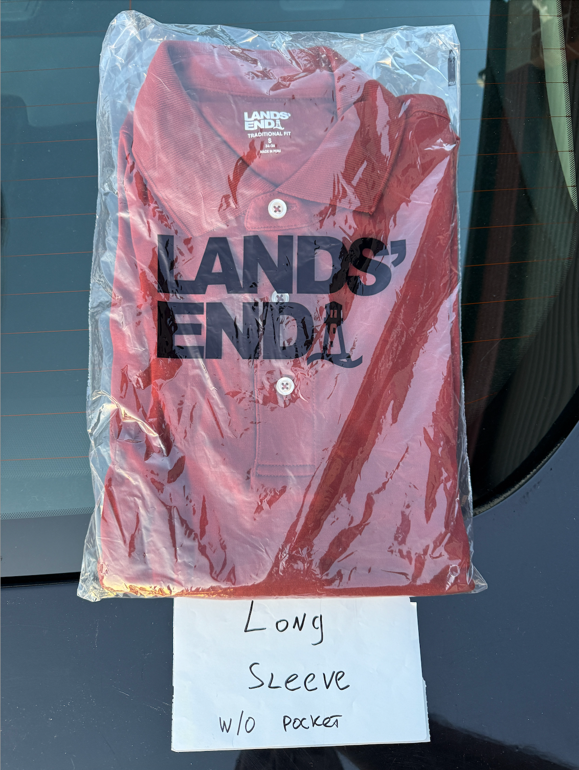 Lands' End Men's M/T-2XL Regular/Tall Long Sleeve Cotton Supima Polo Shirt Rust