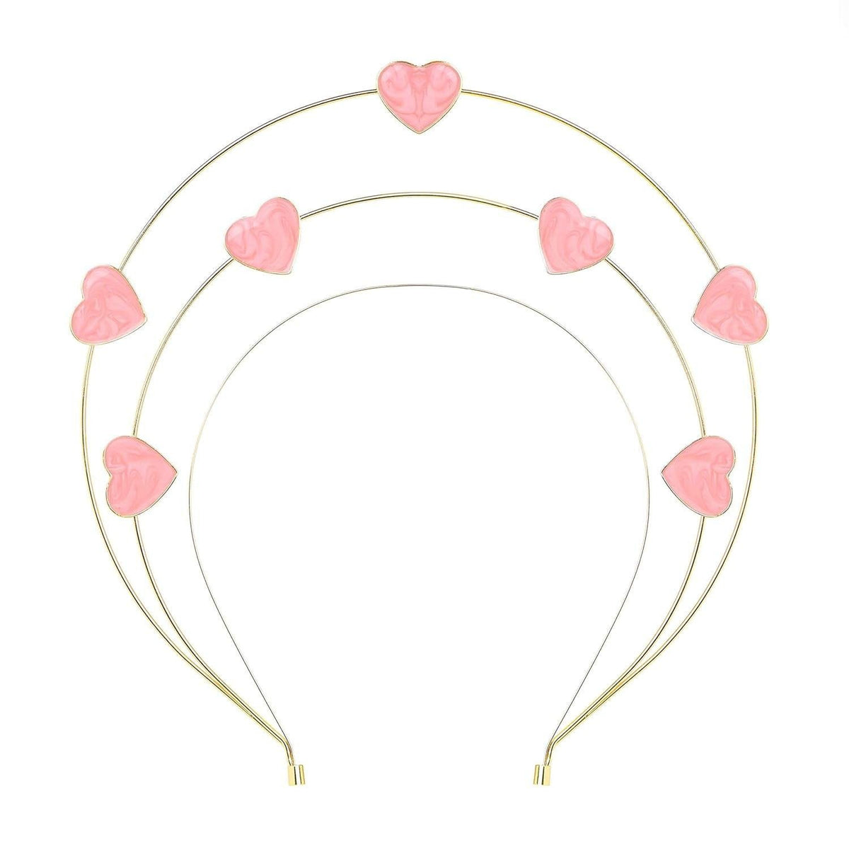 Zivyes Valentine Pink Heart Headband Halo Tiara Crown Halloween Thanksgiving