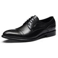 Santimon Mens US 9.5 Black Leather Pointed Toe Brogues Derby Lace Up Dress Shoes