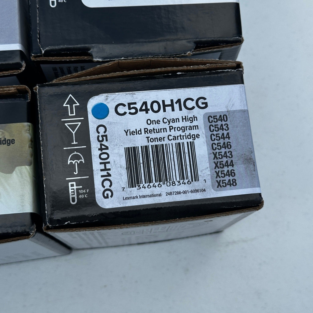 Set of 4 Lexmark C540H1MG C540H1KG C540H1YG C540H1CG Toner Cartridges C540 C543