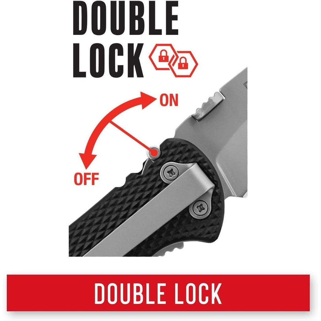 COAST DX300 Double Lock Folding Knife with 3" Hooked Stainless Steel Blade