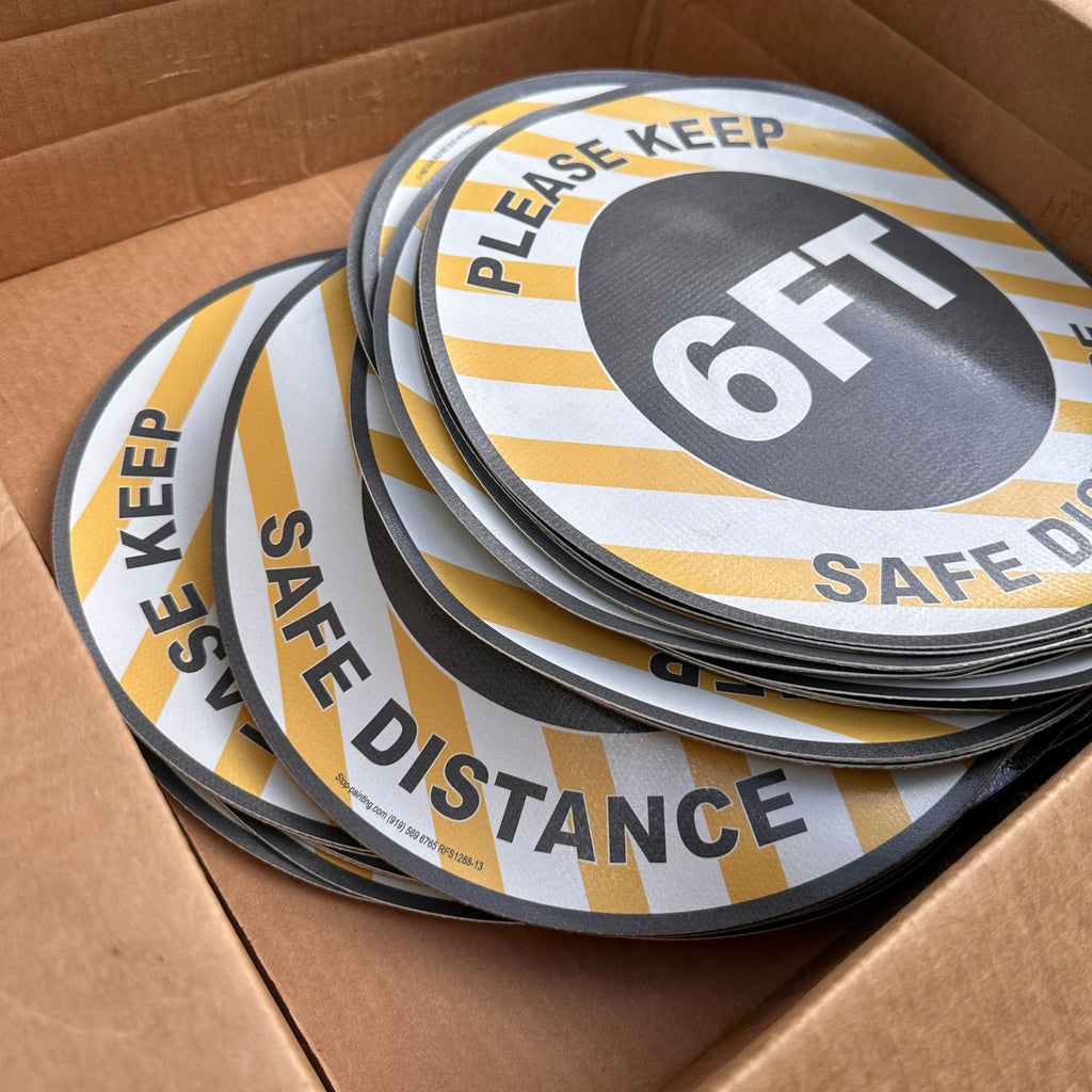 Lot of 5 Keep 6FT Safe Distance Sign 13" Round Rubber Floor Decal RFS1288-13