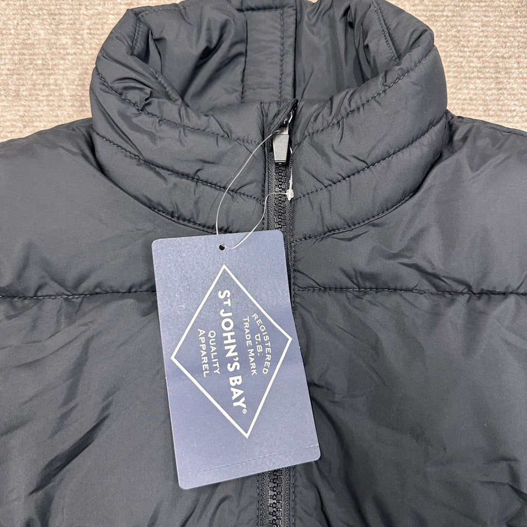 MSRP $100 St. John's Bay Mens S Black Midweight Puffer Jacket Adaptive Easy-on
