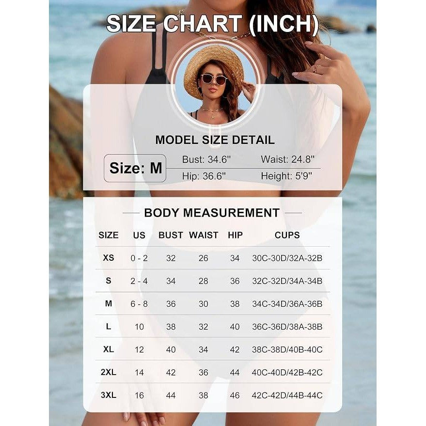 MSRP $35 BMJL Women's S Black High Waisted Bikini Set Tummy Control Swimsuit