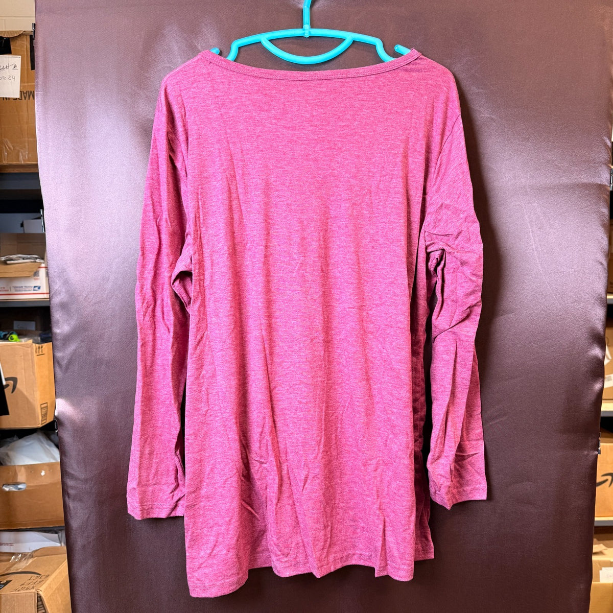 DOLNINE Womens Plus Size 14W Knotted Top Long Sleeve T-Shirt Loose Casual Blouse