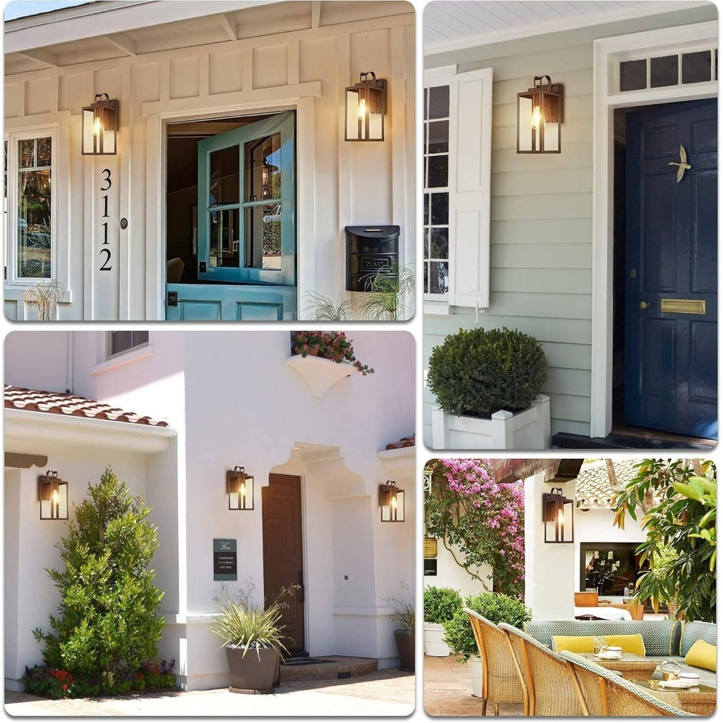 Pia Ricco 1-Light Outdoor Wall Lights, Matte Black Exterior Light Fixtures