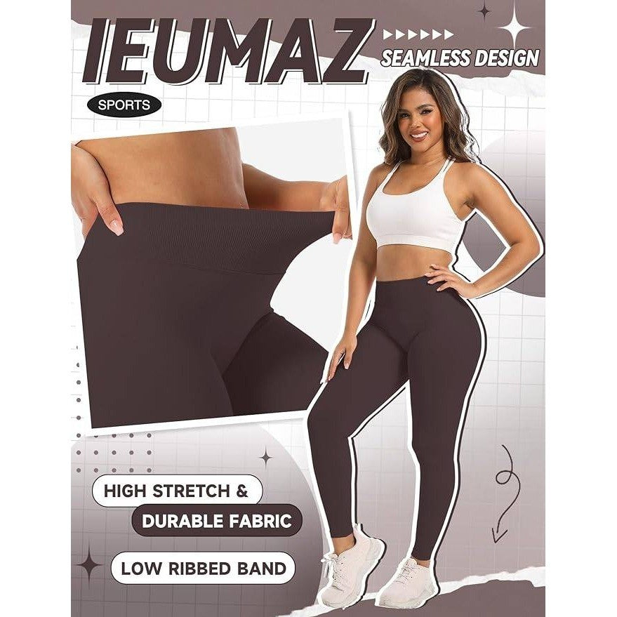 MSRP $22 Ieumaz Women's L Scrunch Butt Lifting Leggings Gym Seamless Workout L