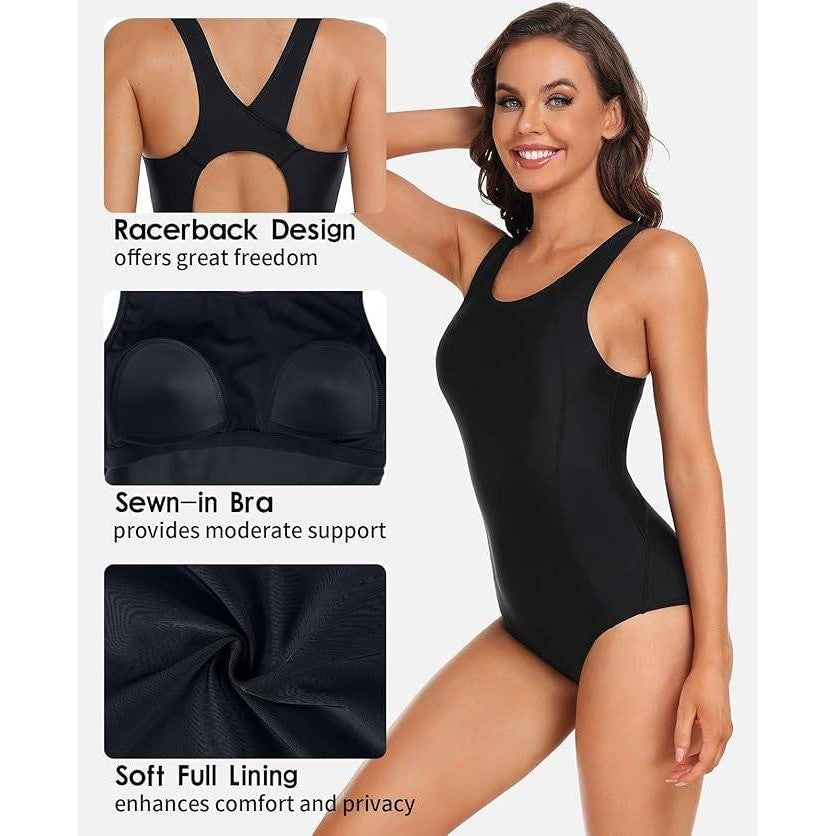 MSRP $37 beautyin Women's XL One Piece Athletic Racerback Swimsuit Modest Sport