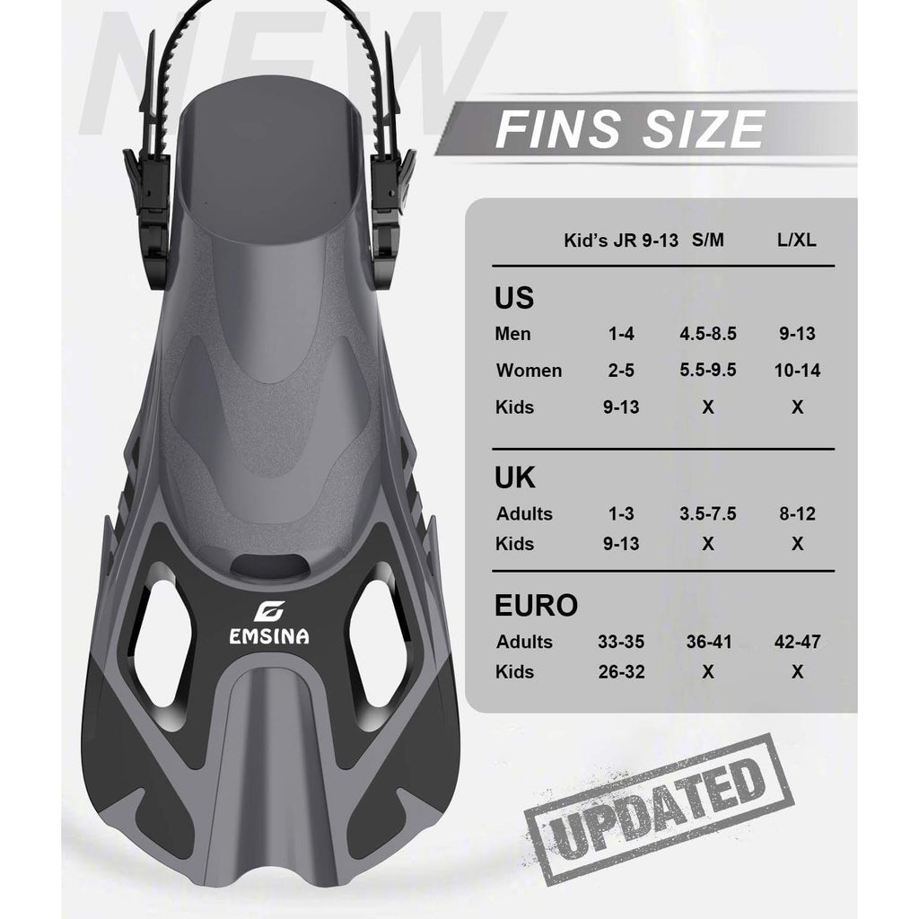 EMSINA Snorkel Fins Adjustable Buckles Pink S/M(M 4.5-8.5/W 5.5-9.5) Swim Flippe