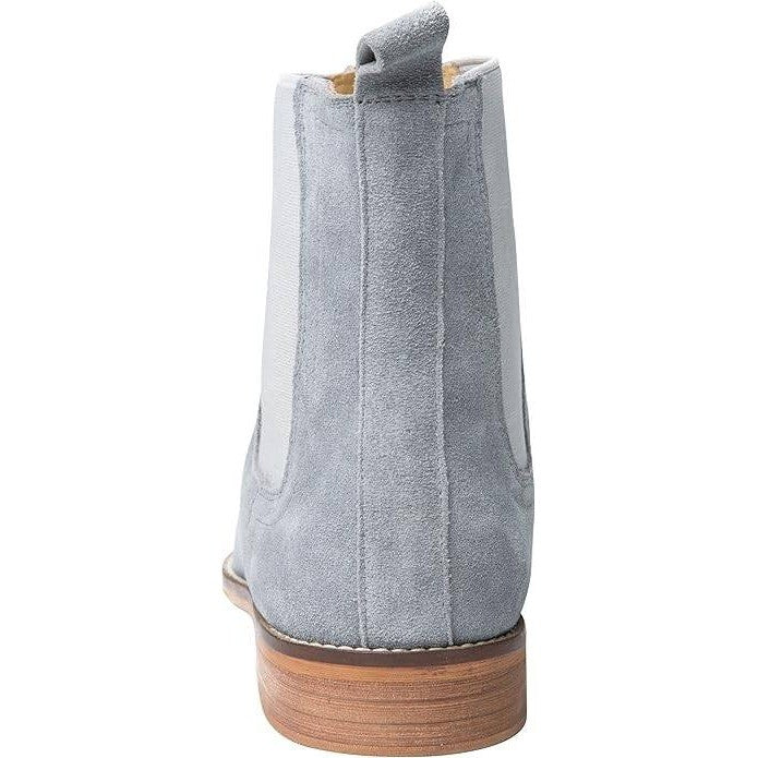 Santimon Men's US 7 Grey Suede Slip On Casual Dress Chelsea Boots