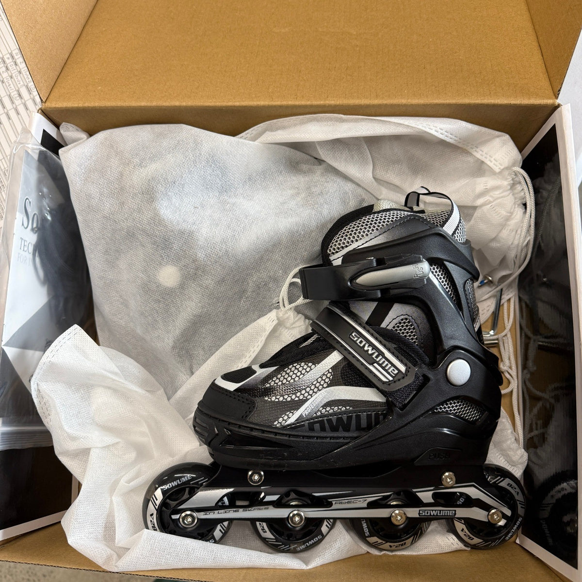 Sowume Black Sz S Adjustable Inline Skates for Little Kids Girls and Boys, Rol