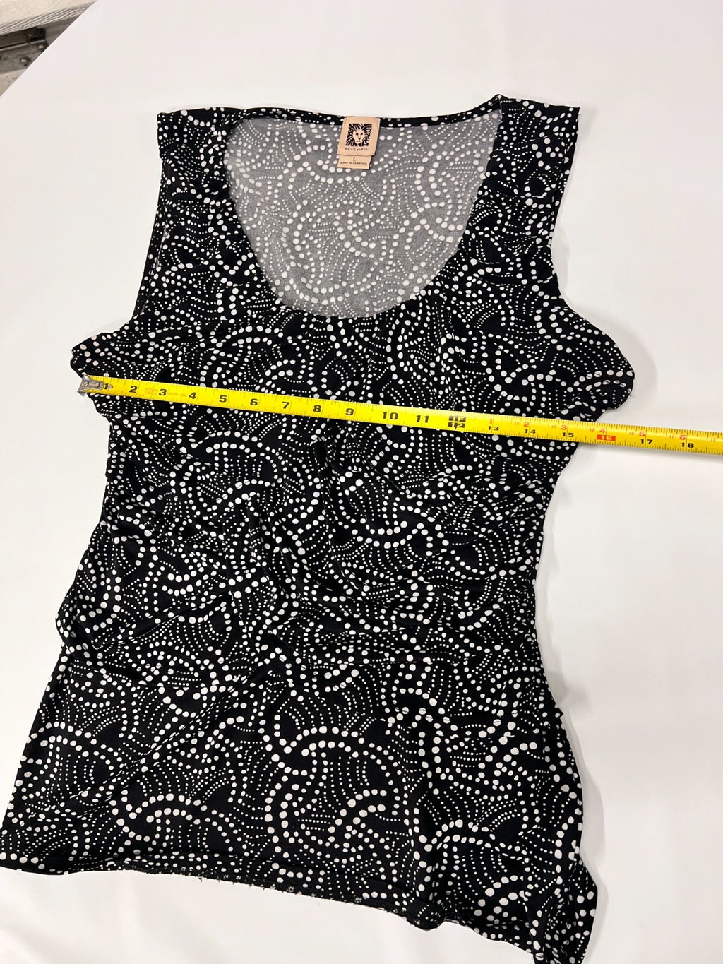 Anne Klein Women's Black Abstract Scoop Sleeveless Ruffle Tiered Knit Top