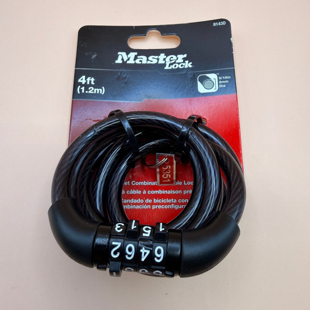 Master Lock Bike Lock Cable with Combination Black, 8143D