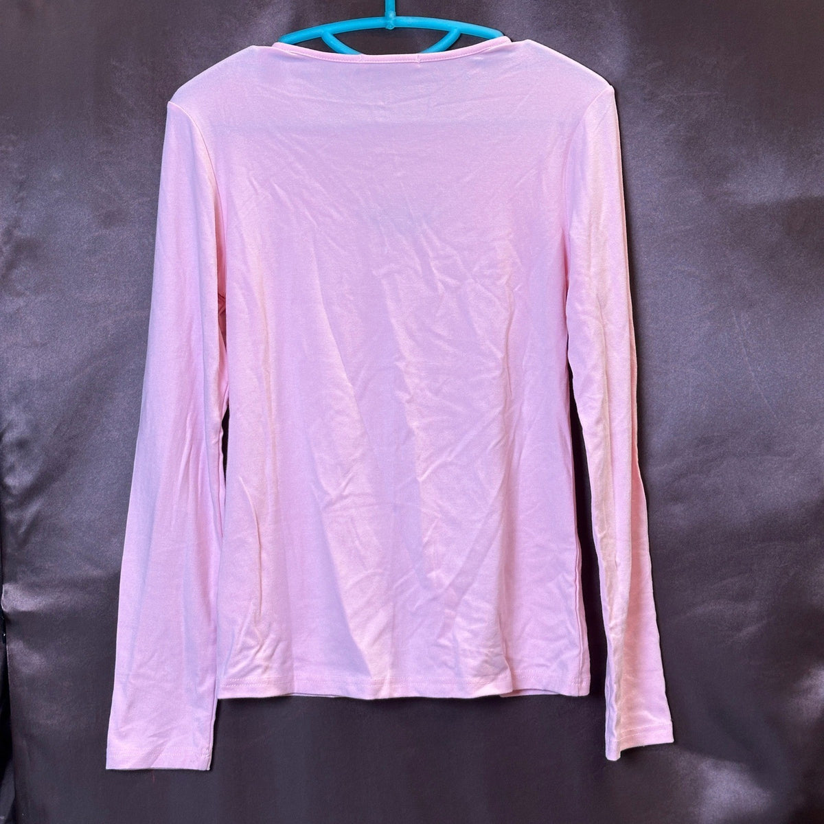 Women's L Long Sleeve Top Cut Out Front Ribbed Fitted Sexy Casual Dressy Tee T-