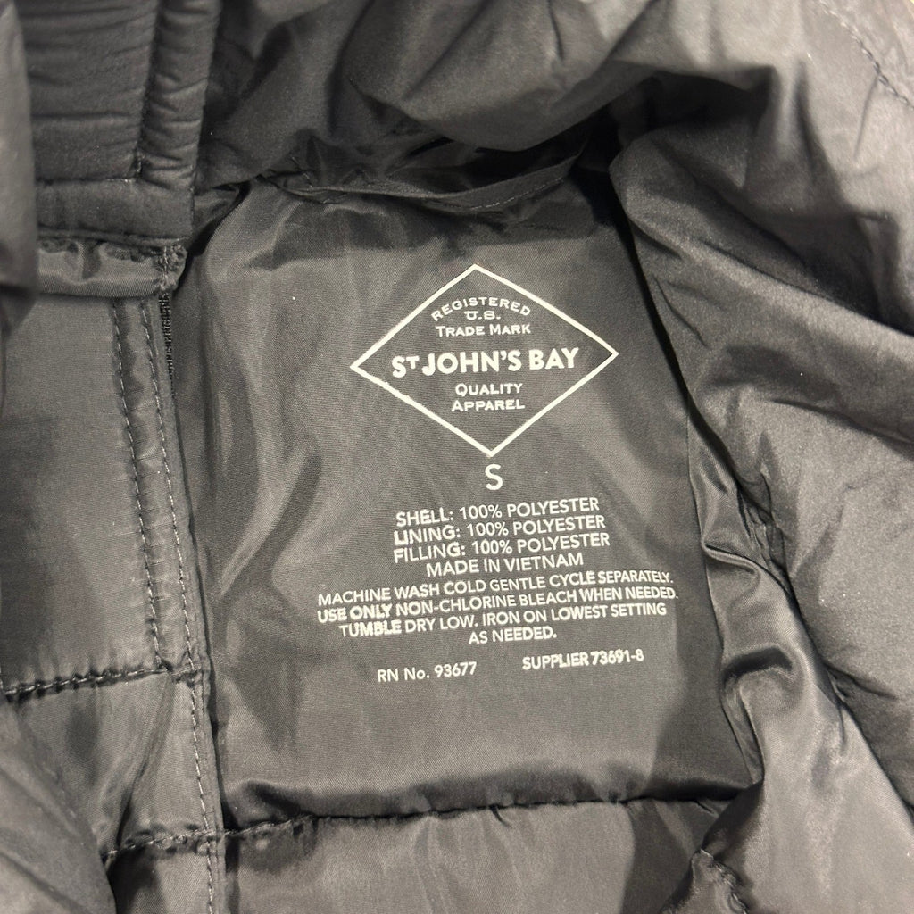 MSRP $100 St. John's Bay Mens S Black Midweight Puffer Jacket Adaptive Easy-on