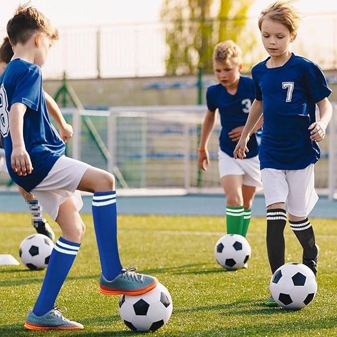 MSRP $26 Ultrafun 6 Pairs Kids Youth 6-12Y Soccer Socks Solid Striped Knee H