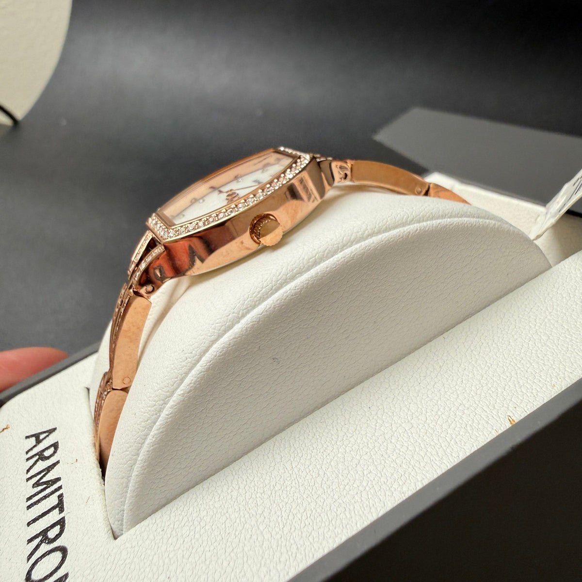 MSRP $75 Armitron 75/5902RG Women's Rose Gold Crystal Accented Watch New Batte