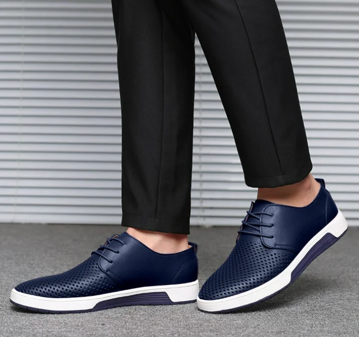 Santimon Men's US 7-10 Blue Casual Derby Shoes Breathable Lace Up Sneakers