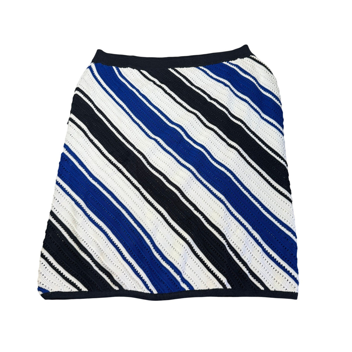 MSRP $60 Liz Claiborne Womens XL Tall Blue White Striped Knit Midi Skirt