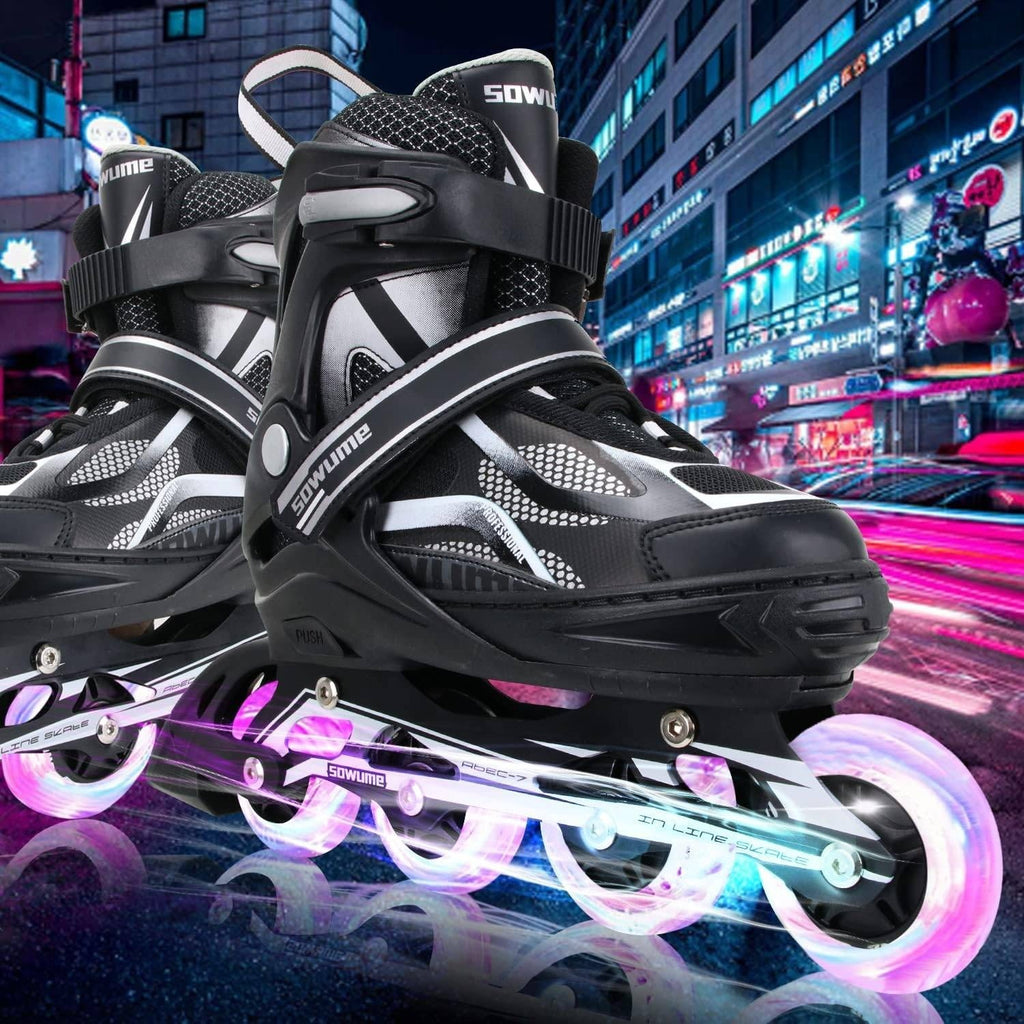 Sowume Black Sz S Adjustable Inline Skates for Little Kids Girls and Boys, Rol