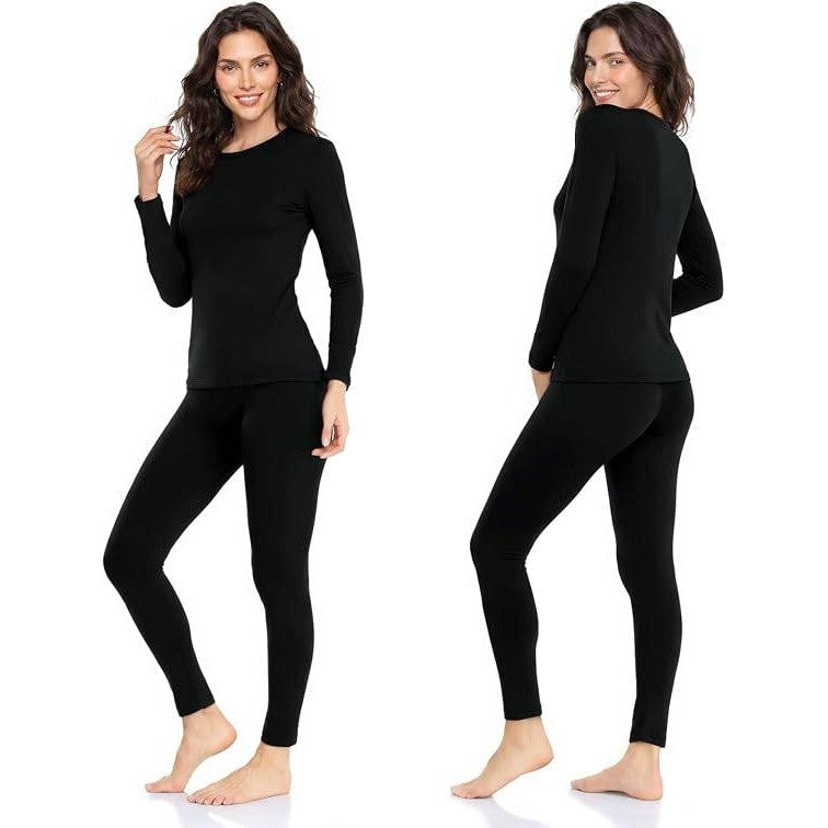 MSRP $39 WEERTI S Black Thermal Underwear for Women Long Johns Set Fleece Lined