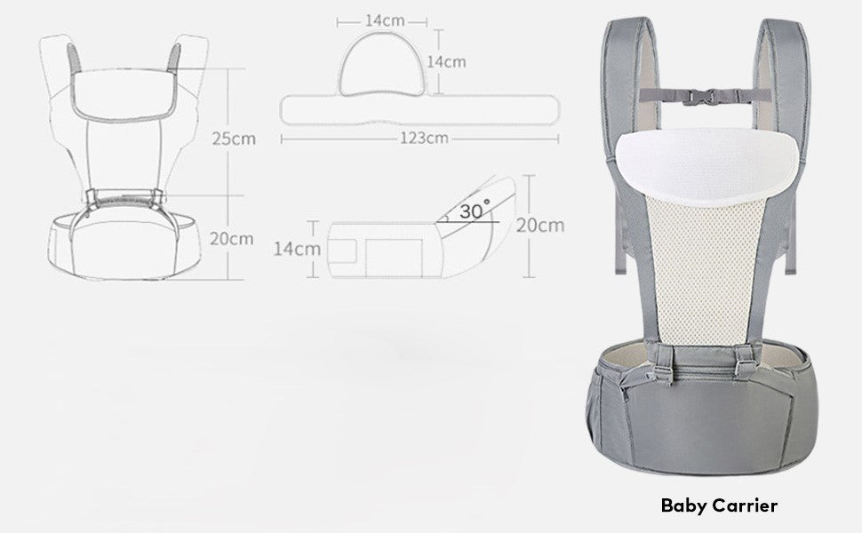 6-in-1 Baby Carrier with Hip Seat Waist Stool Ergonomic Breathable Newborn to To