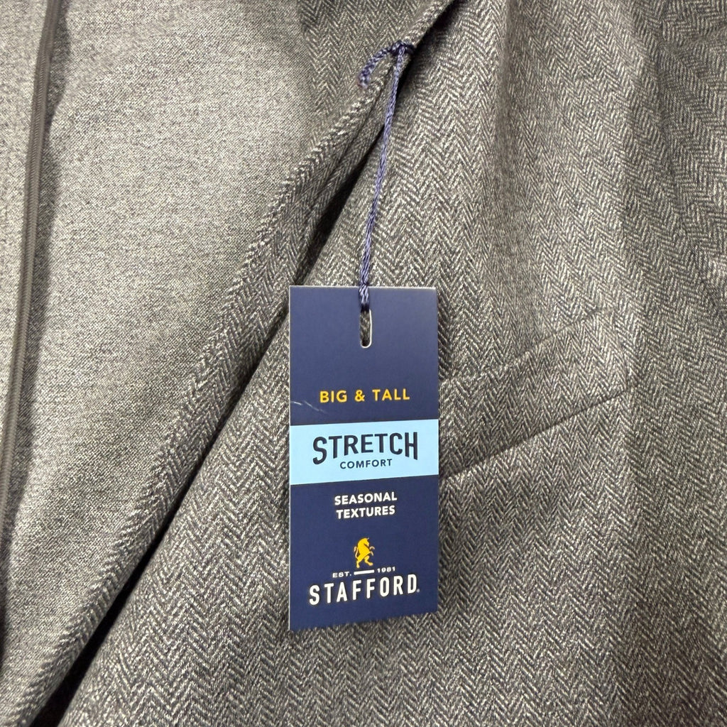 MSRP $188 Stafford Mens 52 Big Long Charcoal Hb Classic Fit Sport Coat