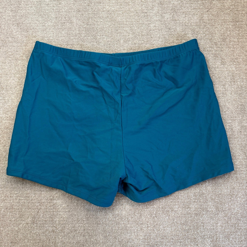 Aqua Eve Women's Teal 14W Plus Size Solid Swimming Bathing Suit Shorts Bottoms
