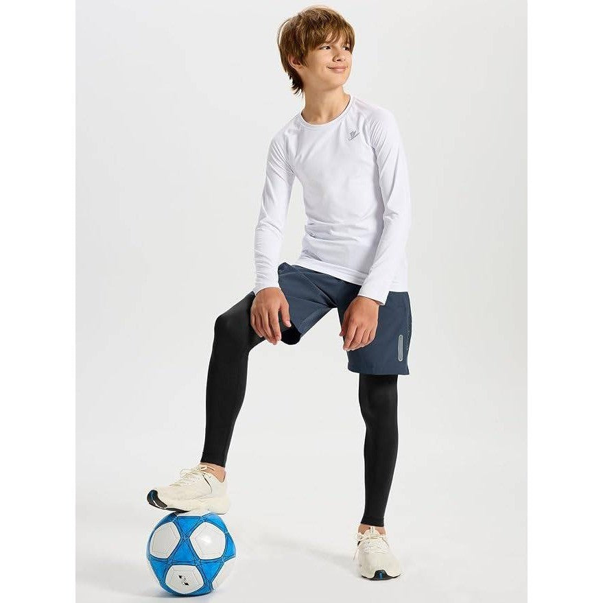 MSRP $26 DEVOROPA Boy's M Leggings Quick Dry Youth Compression Pants Sports