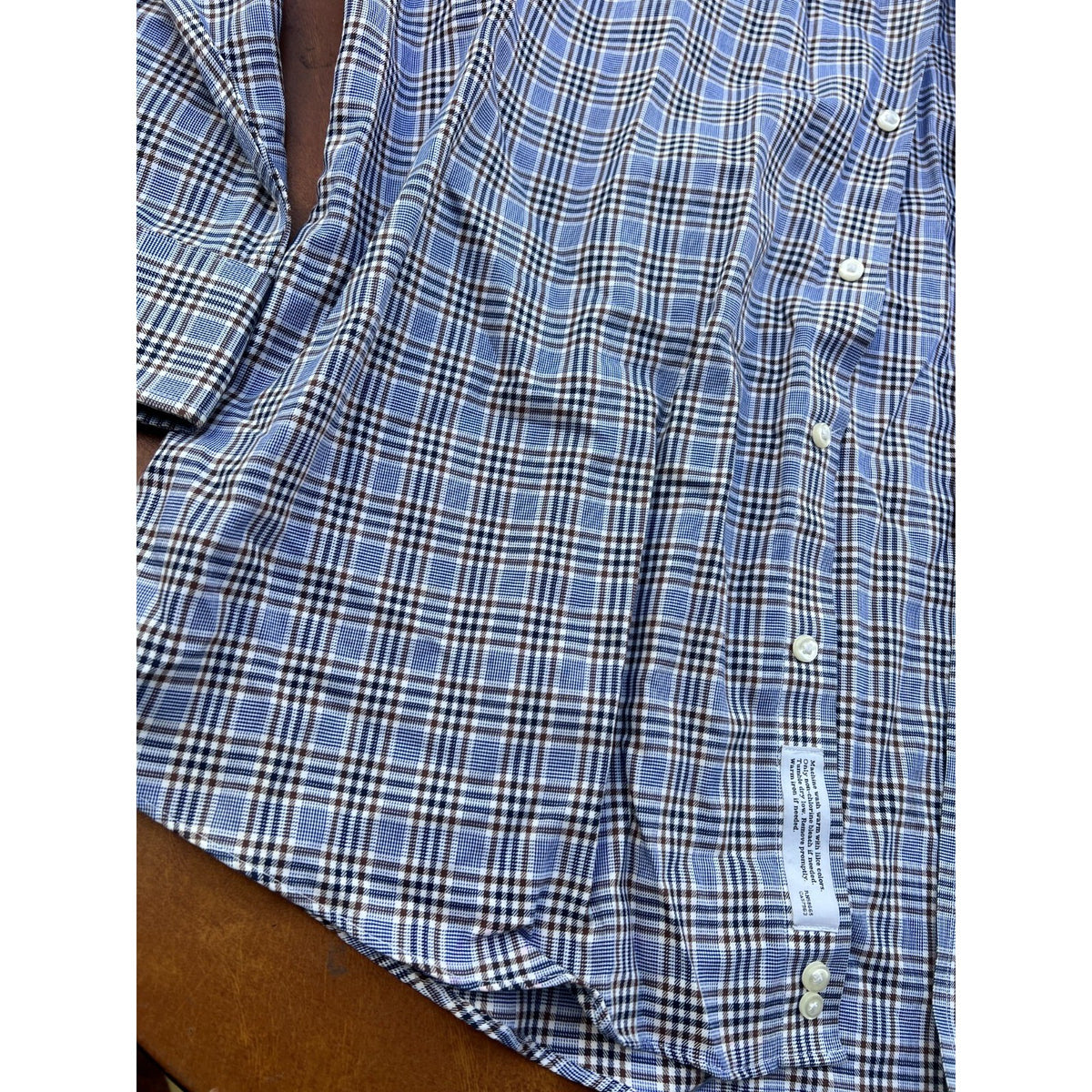 Nordstrom Shirt Men's 16.5/34 Traditional Fit Blue Plaid Long Sleeve Button Up