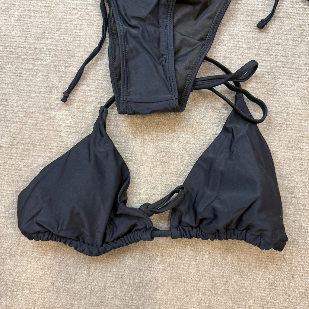 MSRP $44 Lilosy 3 Piece Women's S Black Bikini Sexy O Ring Cutout Long Sleeve