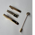 Lot of 4 Vtg Tie Bar Clip/Stick Pin Gold Tone Hickok /w "B", Dunhill, Pierre Ca