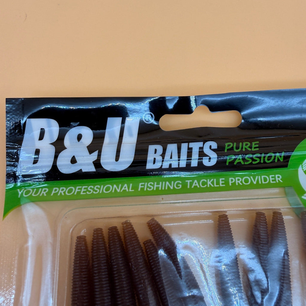 Pack of 10 B&U Brown Floating Senko Worms Bass Fishing Lure Ned Wacky Rig Soft