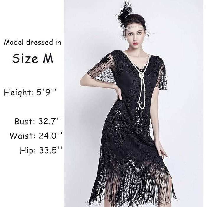 MSRP $38 JICAGOM Women's M Flapper Dress 1920s Gatsby Roaring 20s Great 1920