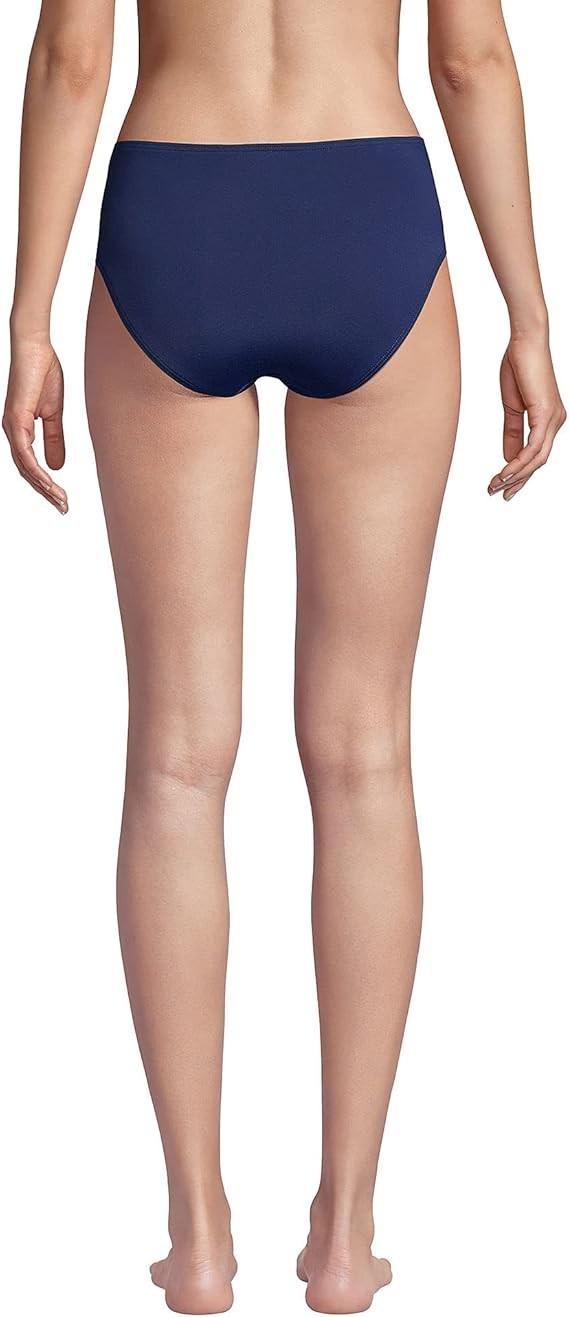Lands End Womens 4, 4-16 LONG Deep Sea Navy Twist Front High Waisted Bikini